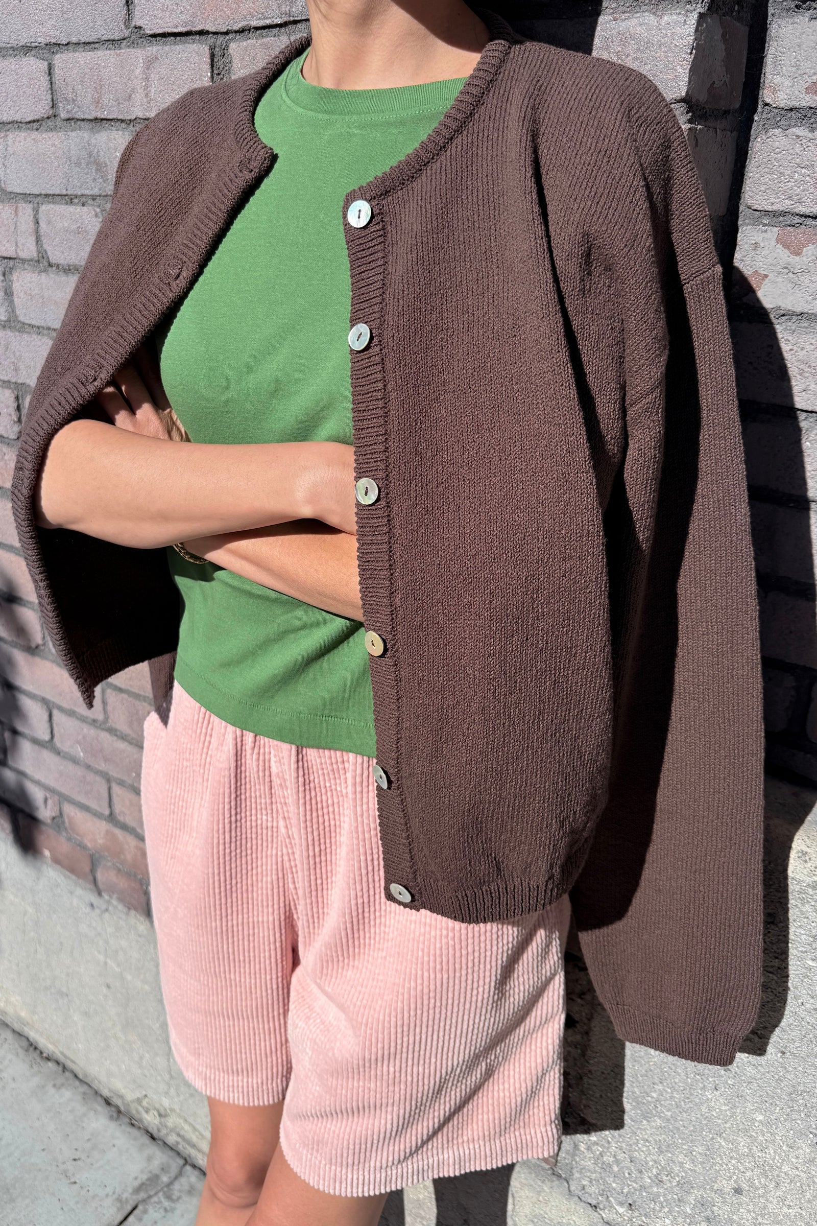 Cotton Leila Cardigan - Brown - Image 4