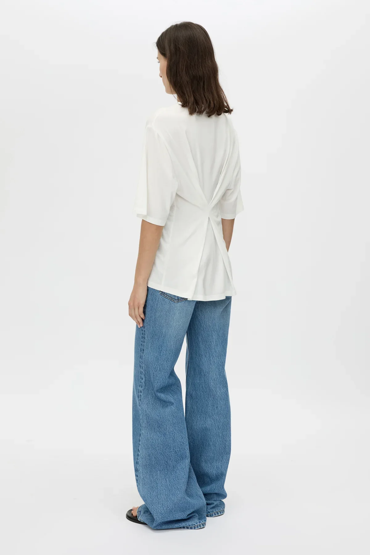 Felton Draped Back Tee - Soft White - Image 4