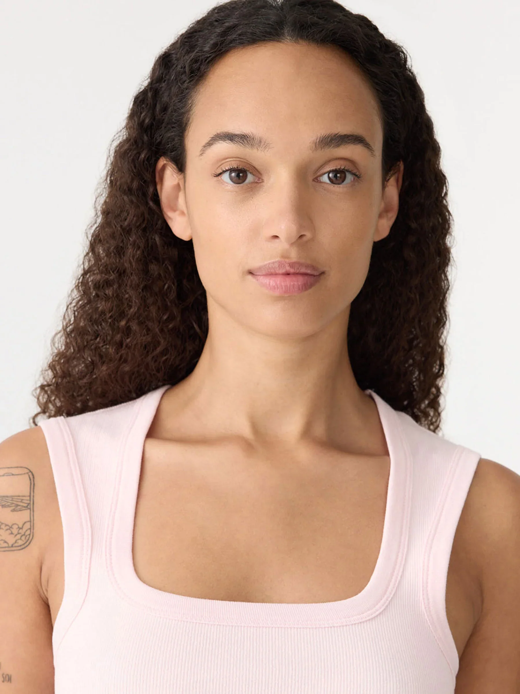 Low Scooped Rib Tank - Powder Pink - Image 3