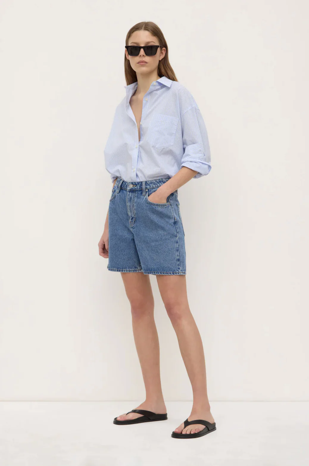 Mid Rise Vintage Denim Short - Dark Stone - Image 3