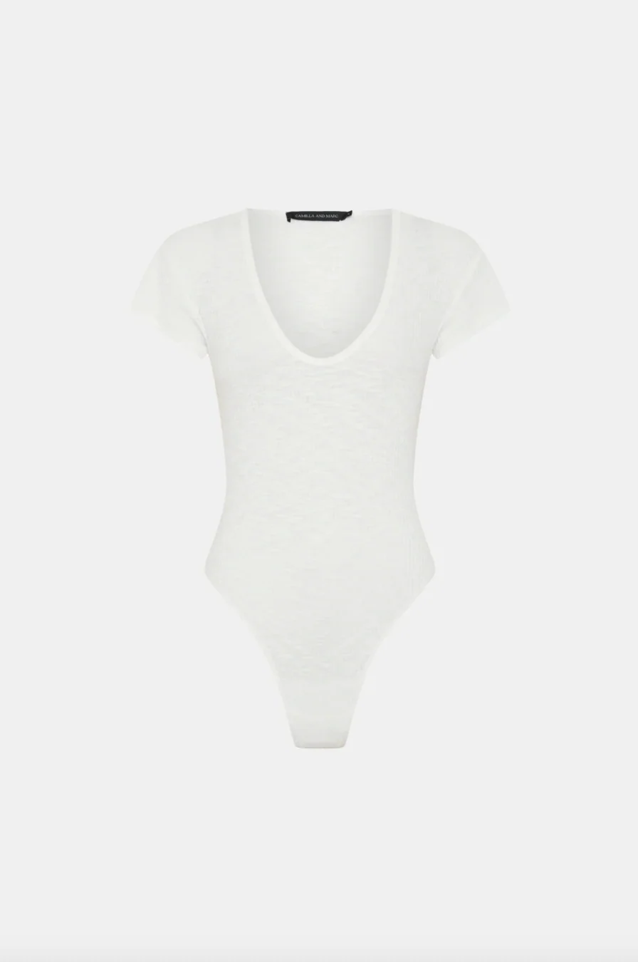 Orion V Neck Bodysuit - Soft White - Image 3