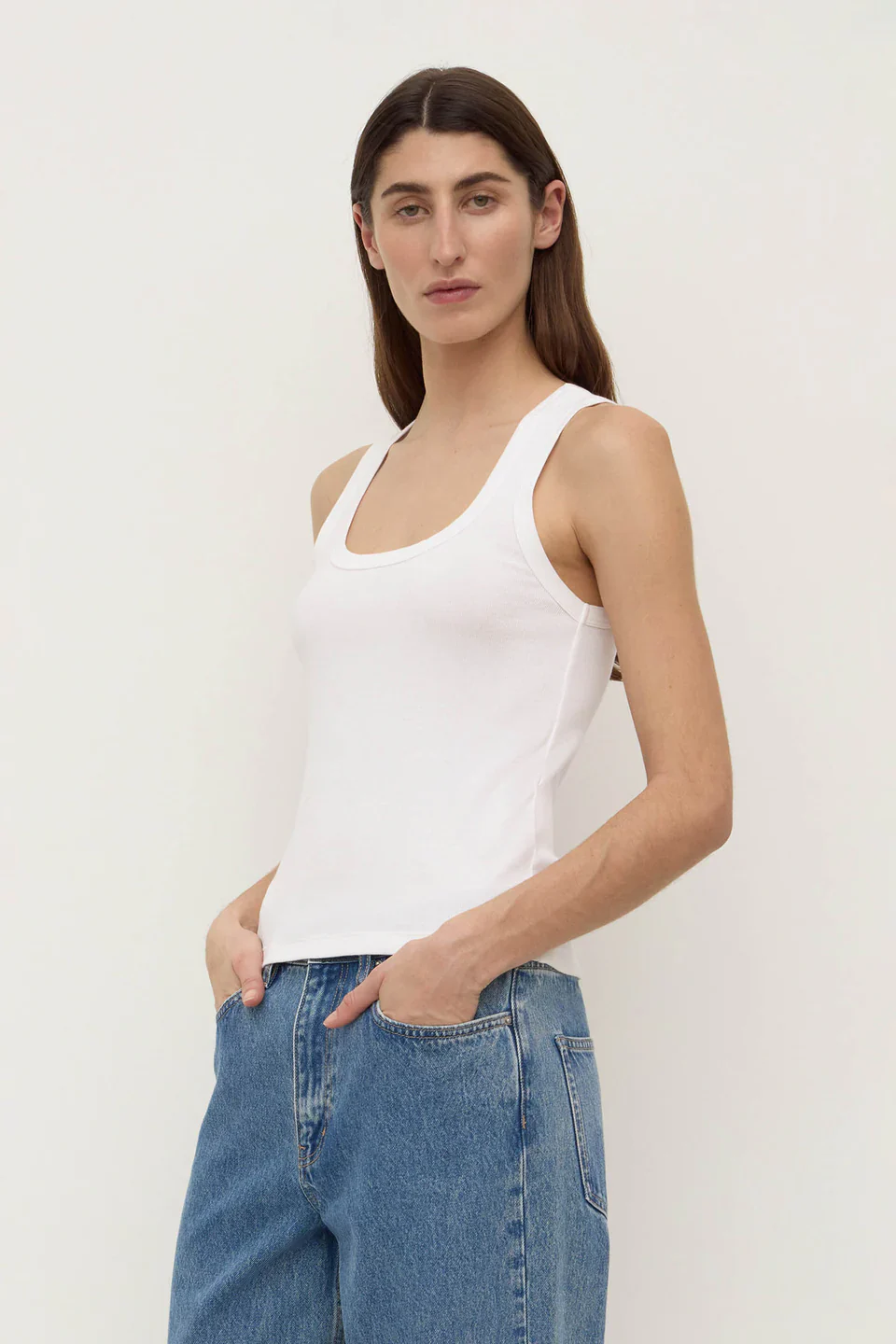 Robyn Scoop Neck Rib Tank - White - Image 3