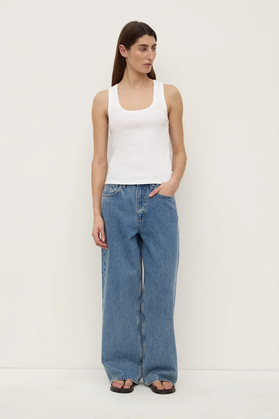 Robyn Scoop Neck Rib Tank - White - Image 4