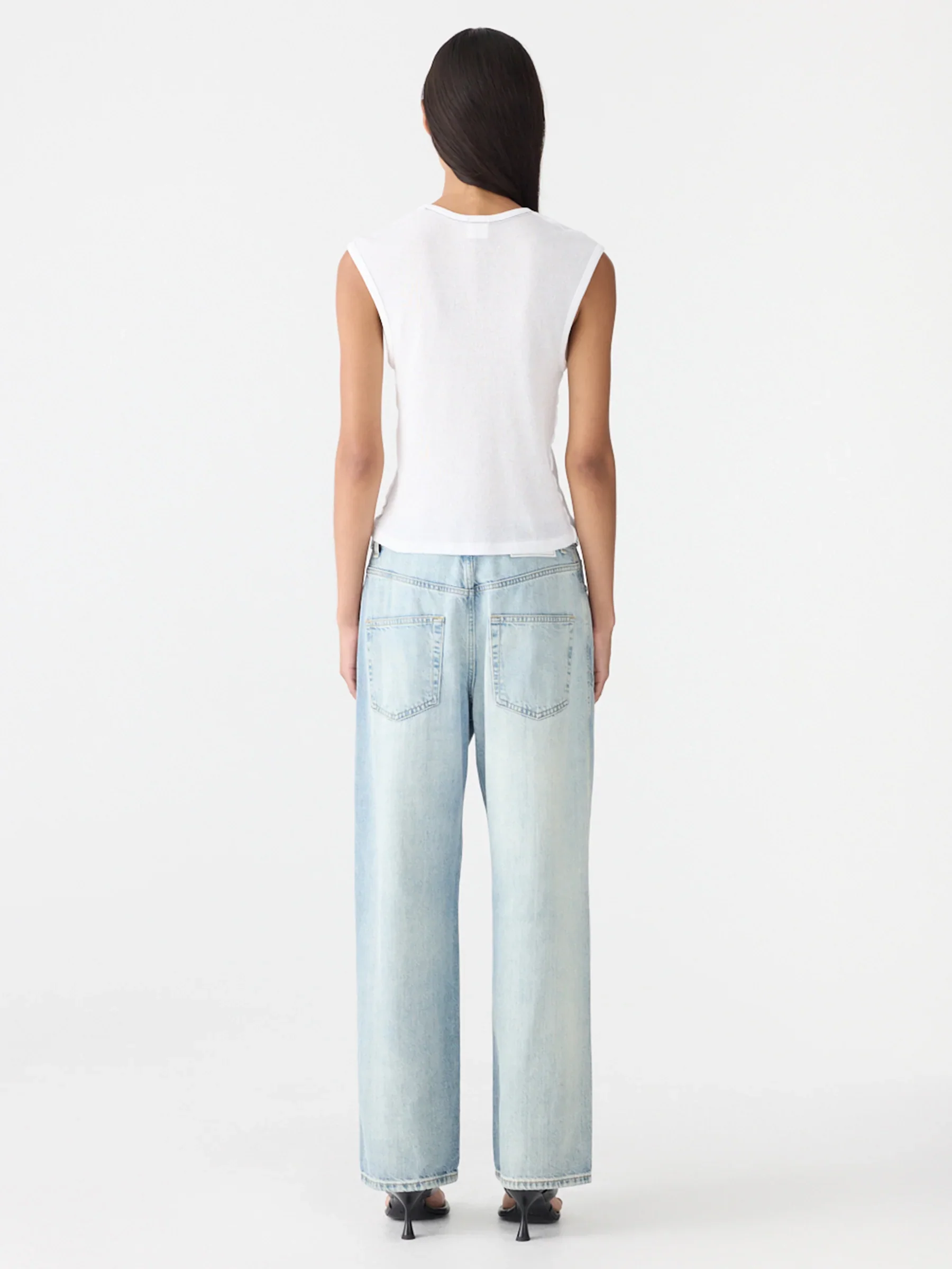 Sheer Rib V-Neck Muscle Tank - White - Image 5