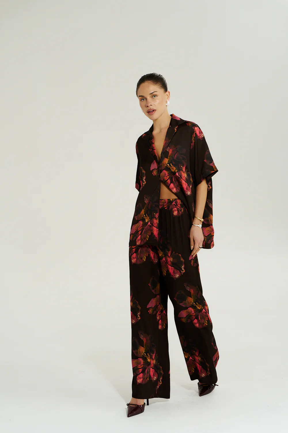 Wide Leg Pant - Chocolat Petals - Image 3