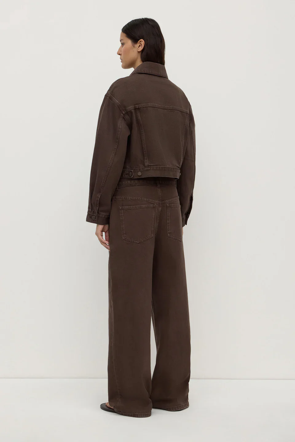 Womens Cropped Denim Jacket - Ganache - Image 5