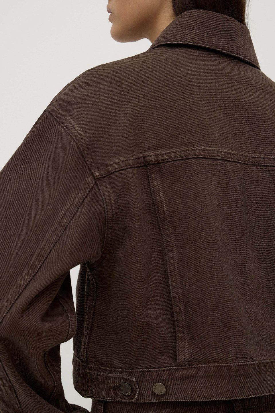 Womens Cropped Denim Jacket - Ganache - Image 6