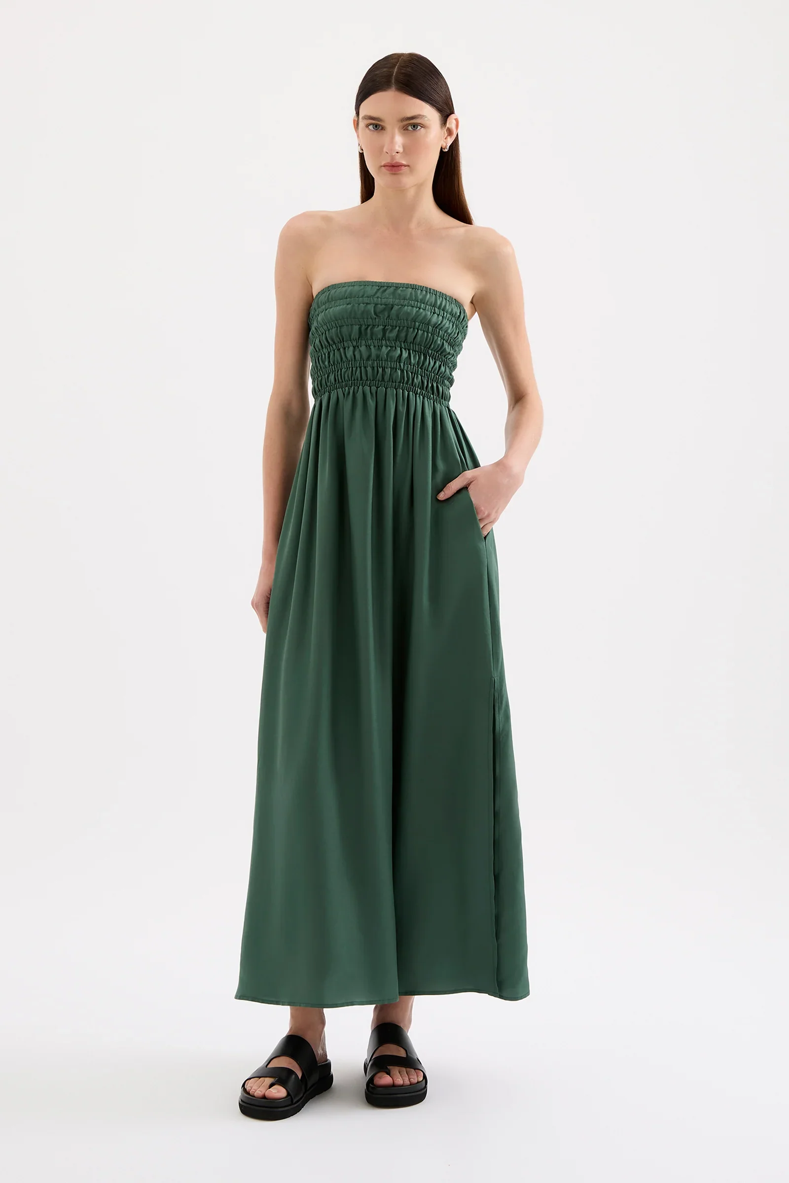 Zuri Tencel Maxi Dress - Emerald - Image 4
